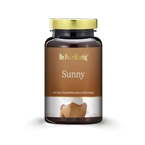 Dr. Peter Hartig Sunny Kapseln, 200 Stück für Strahlende Haut - Mikroalgen Nahrungsergänzungsmittel mit Beta-Carotin für eine natürliche Hautbräune, 100-Tages-Vorrat für optimale Ergebnisse.