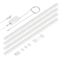 ledscom.de Smarte LED Unterbau-Leuchte SIRIS, 4er Set - Unterschrank Beleuchtung mit WLAN-Controller, ideal für Smart-Home-Anwendungen, energieeffizient und dimmbar über die Tuya-App oder Sprachsteuerung mit Alexa und Google Home.