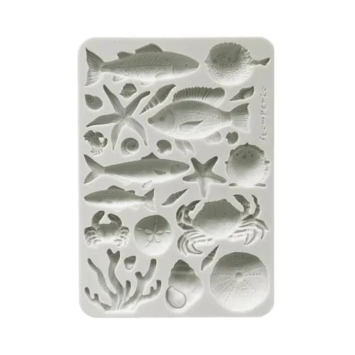 Stamperia - Silicon Mould A5 for Scrapbooking, Bullet Journals and More, Non-Stick, Suitable for Air-Dry Clay, Resin and More, Perfect for Crafts and Gifting (Silent Sea, Shells and Fish)