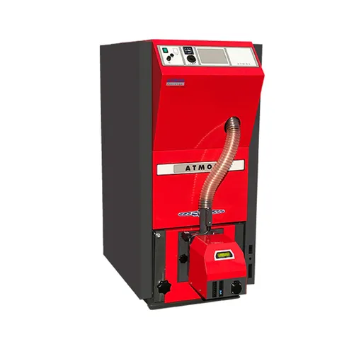 ATMOS Pelletkessel PX10 10 kW - Platzsparender Pelletkessel aus 6 mm Kesselstahl, vollisoliert und mit externem Wärmetauscher für eine einfache und schnelle Reinigung.