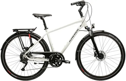 KROSS Trekkingrad Trans 5.0 mit 18 Gang Shimano CUES Schaltung - Hochwertiges Trekkingrad für vielseitige Einsätze, ausgestattet mit robustem Rahmen und komfortabler Federgabel. Ideal für tägliche Fahrten und Ausflüge, bietet es hohen Fahrkomfort und zuverlässige Bremskraft.