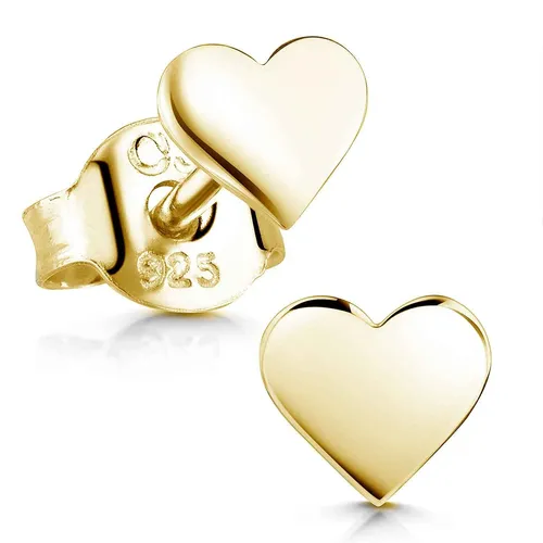 MATERIA Herz Ohrringe gold klein Stecker - Ohrschmuck aus 925 Silber, vergoldet mit hochwertiger und langlebiger Vergoldung. Perfekt für Kinder und Damen, die den romantischen Herzstil lieben.