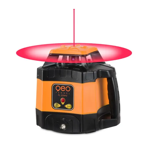 geo-Fennel Profi Baulaser Rotationslaser FL 220 HV (LK2) mit Empfänger FR 45 - Messgeräte, selbstnivellierender Rotationslaser für präzise Höhenmessungen auf Baustellen.