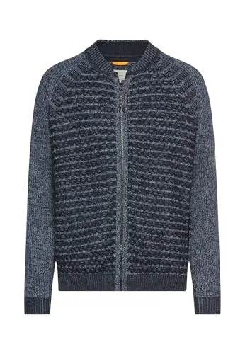 camel active Herren Strickjacke im Bomberstil Tintenblau - XL - Stylische Strickjacke im Bomberstil mit seitlichen Reißverschlusstaschen und strukturierter Oberfläche. Ideal für lässige Outfits und jeden Tag.