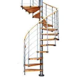 Dolle Spindeltreppe Oslo Ø 120 cm, 11 Stufen Buche GH bis 276 cm - Innentreppen mit nordischem Design, pulverbeschichteter Metallunterkonstruktion und anpassbaren Steigungen für optimale Raumgestaltung.
