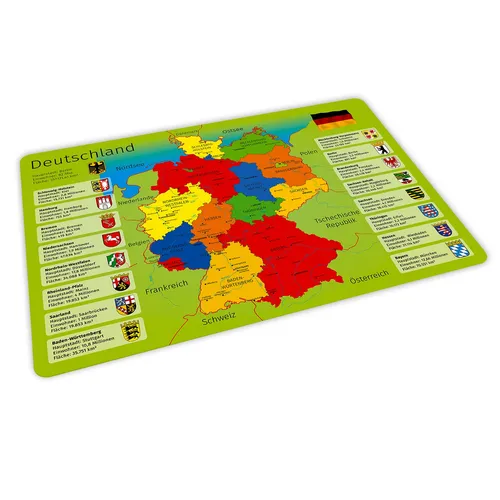 stabiles Vinyl Tischset - Deutschland - Platzset Kinder abwaschbar grün