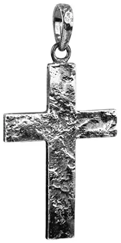 Kuzzoi Silber Kreuz Anhänger für Ketten - Handgefertigter Kreuzanhänger aus massivem 925er Sterling Silber, ideal für modebewusste Männer. Markantes Hammerschlag Design, perfekt kombinierbar mit Gold- und Silberschmuck.