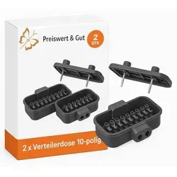 Verteilerdose 10-polig, spritzwassergeschützt – Klemmdose für Pkw, Lkw, Wohnmobile, Traktoren & Anhänger, Kabelanschlussbox aus robustem Kuns 2 x