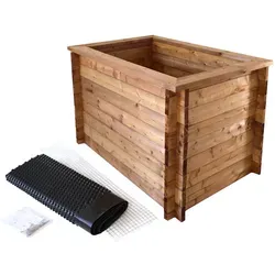 Massives Hochbeet aus Holz, 145 cm lang mit Noppenfolie und Nagerschutz - Hochbeet für rückenschonendes Gärtnern, inklusive Noppenfolie und Nagerschutz. Ideal für Selbstversorger und Urban Gardening. Einfacher Aufbau ohne Werkzeug!