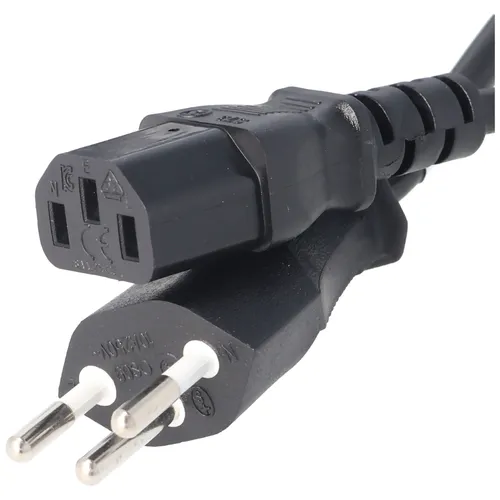 AccuCell Netzkabel mit Schweiz-Stecker für IEC-Buchse C13, Stromkabel Schweiz mit 3 Pin