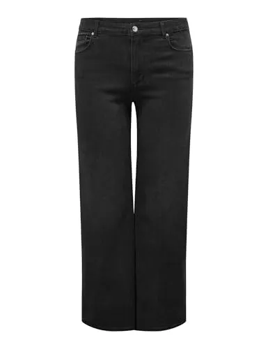 ONLY CARMAKOMA Carsnow Hw Wide DNM Jeans PIM Wb - Jeans für Jugendliche mit weitem Beinschnitt, Gürtelschlaufen und hoher Taille für einen trendigen Look und optimalen Tragekomfort.