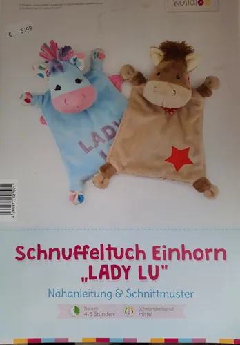 kullaloo  Nähanleitung: Schnuffeltuch Einhorn "Lady Lu"  #6524