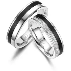 MARRYA Trauring Carbon Ringe Trauringe Eheringe Partnerringe schwarz|silberfarben 50
