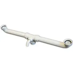 tecuro Ablaufverbindung für Doppel-Spülbecken1 1/2 Zoll Rohr 40 mm, extra lang 570 mm - Weiß