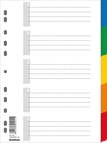 DONAU Register / Trennblätter aus Buntem stabilem Öko PP DIN A4 225x297mm, 11-fach gelocht, für die Ordner-Organisation im Büro