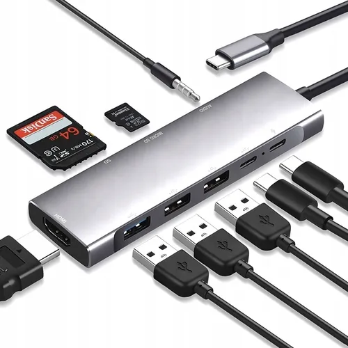 HUB USB-C ADAPTER HDMI 4K UHD - Multitalent für Ihr Laptop - Laptop-Dockingstation mit 4K UHD HDMI, 3x USB 3.0 und Micro SD-Kartenleser. Perfekt für hohe Bildqualität und schnelle Datenübertragung. Ideal für Home Office oder Multimedia-Einsatz.