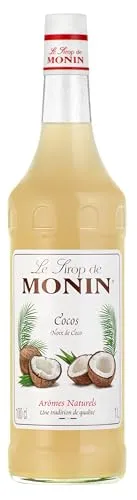Monin Sirup Kokos 1,0l - Exotischer Genuss für Cocktails und Desserts - Säfte: Der Monin Kokosnuss Sirup verleiht Ihren Drinks und Desserts einen authentischen, tropischen Geschmack. Ideal zum Mixen und Genießen für Jung und Alt.