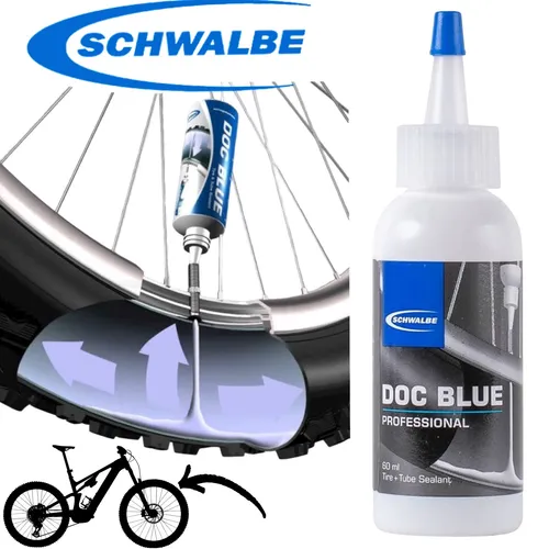 Schwalbe Dichtmilch Doc Blue 60ml - Tubeless Ready - Effektives Reifendichtmittel für tubeless Systeme, einfach anzuwenden und sorgt für zuverlässigen Pannenschutz. Ideal für Radfahrer, die Wert auf Sicherheit legen.