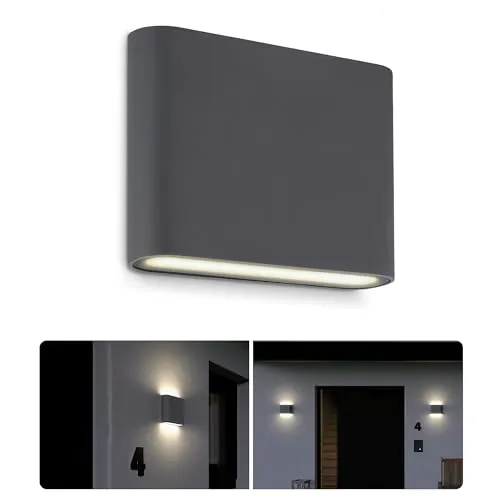 SSC-LUXon TWEO Außenwandleuchte anthrazit - Moderne Up and Down Wandlampe für außen mit IP54 Schutz, bietet warmweißes Licht und setzt eindrucksvolle Akzente an der Hauswand.