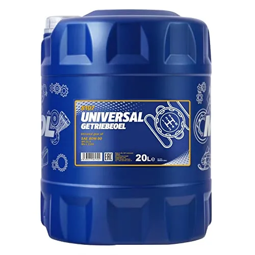 MANNOL Universal 80W-90 GL-4 Getriebeöl [20L] - Hochleistungs-Getriebeöl für manuelle Getriebe, bietet exzellenten Verschleißschutz und verlängert Ölwechselintervalle. Ideal für extreme Temperaturen bis -30 °C.