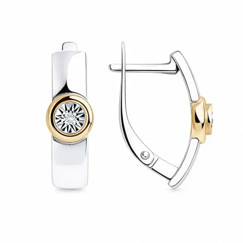 SOKOLOV Jewelry Paar Ohrhänger aus 925 Silber mit Brillanten - Elegante 2-tlg Ohrhänger aus vergoldetem 925 Sterling Silber, verziert mit 2 funkelnden Brillanten. Ideal für besondere Anlässe oder als stilvolles Geschenk.