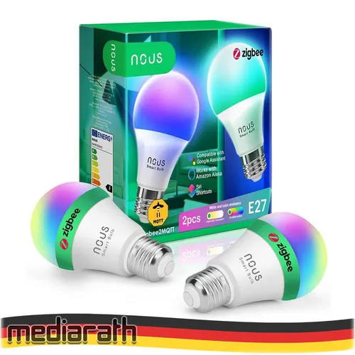 2X NOUS P3Z Smart LED ZigBee 3.0 Bulb Lampe RGB 9 Watt E27 Sockel A60 2700-6500K