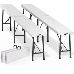 Casaria® 2er Set Bierbank Klappbar für 8 Personen - Praktische Klappbank für Garten und Camping, platzsparend und leicht transportierbar. Ideal für Feiern und Veranstaltungen, belastbar bis 200kg pro Bank.
