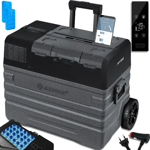 KESSER® Kompressor Kühlbox 52L mit APP-Steuerung - Kühlboxen & Kühltaschen, kühlt bis -20 °C, ideal für Reisen und Outdoor, mit praktischer APP-Steuerung und USB-Anschluss für bequemes Aufladen.