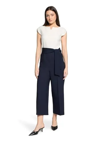 BETTY BARCLAY Damen Overall mit Eingrifftaschen, Gr. 42, Patch Dunkelblau/Cream - Eleganter Damen Jumpsuit in figurumspielender Form. Praktische Eingrifftaschen und ein schicker Gürtel sorgen für einen individuellen Look. Perfekt für festliche Anlässe und vielseitig kombinierbar.