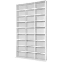 tectake CD/DVD Regal Weiß aus Holz 180x102 cm - Praktisches CD Regal für 1080 CDs, ideal für Ordnung im Wohnzimmer. Mit 27 Fächern und stabiler Rückwand, einfach zu montieren.