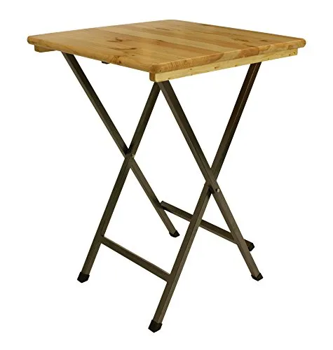 DEGAMO Stehtisch ZÜRICH 78x78cm - Bartisch mit klappbarem Design, stabiler Stahlgestell und eleganter Holzplatte, ideal für Innen- und Außenbereich.