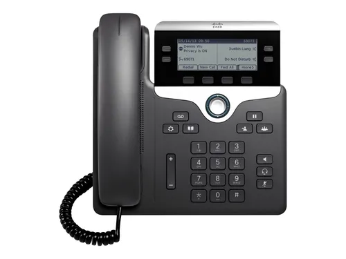 Cisco CP-7841-K9 VoIP-Telefon - Festnetztelefon mit LCD-Anzeige, Power Over Ethernet (PoE) und 4 programmierbaren Tasten für effiziente Kommunikation im Büro.