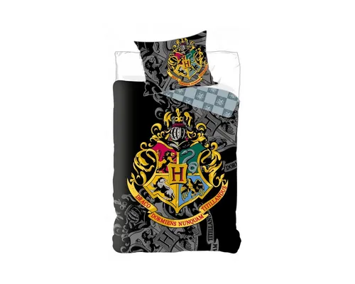 Harry Potter Crest Bettwäsche 140×200 cm - Bettwäsche-Set mit dem ikonischen Hogwarts-Wappen, aus hautfreundlicher Mikrofaser für ein angenehmes Schlafklima und pflegeleicht bei 40°C waschbar.