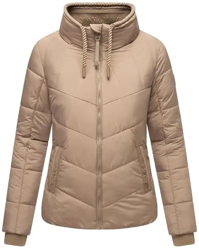 Navahoo Damen Winterjacke - Warme Steppjacke mit hohem Kragen und modischen Kordeln - Funktionsjacke aus wind- und wasserabweisendem Material, ideal für kühle Übergangstage mit stylishen Kordeln und praktischen Taschen.