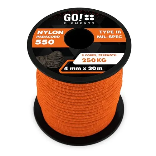 Paracord 550 Typ III | ø 4mm - 11 Kerne - max. 250 kg | 100% Nylonschnur - reißfest & extrem stabil | Nylonseil, Allzweckseil, Reepschnur & Outdoor Seil