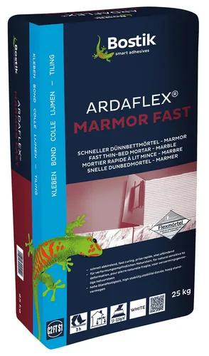 Bostik Ardaflex Marmor Fast - Schneller Dünnbettmörtel 25 kg - Mörtel, Putz, Zement & Gips - Wasserfester, frostsicherer und schnell abbindender Dünnbettmörtel, ideal auch für Fußbodenheizung.