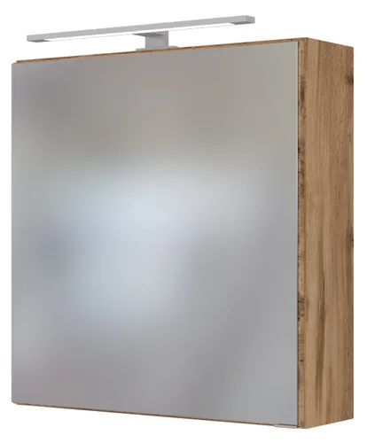 Held Möbel Spiegelschrank Davos 60 cm - Badezimmerschrank in modernem Design, bietet praktischen Stauraum und ein elegantes Wotaneiche-Finish für Ihr Badezimmer.