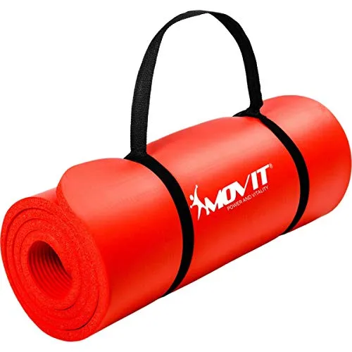 MOVIT Gymnastikmatte, hautfreundlich und phthalatfrei, in 3 Größen und 12 Farben - Auswahl: 190cm x 60cm x 1,5cm in rot
