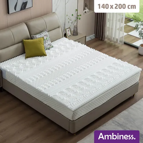 AMBINESS® Matratzen Topper Memory Foam 140x200cm - Matratzenauflage mit 5cm dickem Memory-Schaum für optimalen Schlafkomfort und Druckentlastung, ideal zur Verbesserung von Matratzen und für Gästebetten.