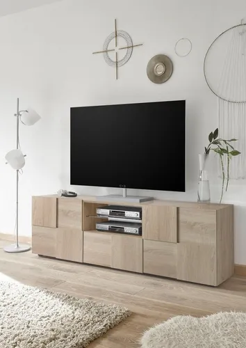 Home affaire Lowboard Dama Breite 181 cm, TV-Board 2 Türen, 1 Schubkasten, TV-Schrank, Front in 3D-Optik, viel Stauraum, verschiedene Farben