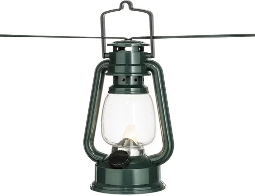 Konstsmide LED Sturmlaternen Lichterkette - Weihnachtsbeleuchtung mit 8 stilvollen grünen Sturmlaternen und warmweißen Dioden für eine gemütliche Atmosphäre im Freien.