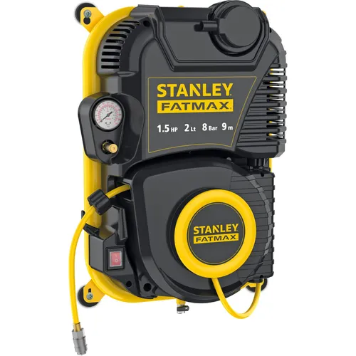 Stanley Luftkompressor FMXCMD152WE - Ölfrei mit 8 Bar Druck - Kompressor für Druckluftarbeiten bis 8 Bar, ölfrei und leise mit nur 59dB. Inkl. 9m Luftschlauch und ideal für Wandmontage.