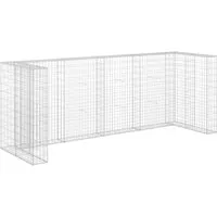 vidaXL Gabionenwand für Mülltonnen aus verzinktem Stahl 320×100×120 cm - Robuste Gabionenwand für die stilvolle Verkleidung von bis zu 4 Mülltonnen, aus langlebigem verzinktem Stahl, einfach zu montieren und ideal für Garten oder Terrasse.
