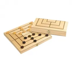 Philos Spiel, Mühle - Erle und Nussbaum - Intarsien - Gesellschaftsspiel aus hochwertigem Erlen- und Nussbaumholz, ideal für strategische Denker und Spielabende mit der Familie.