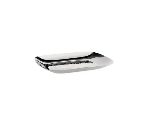 Alessi Dressed Tablett 45x34cm poliert MW10 - Stilvolles Serviertablett aus poliertem Edelstahl mit elegantem Relief, ideal für besondere Anlässe oder als dekoratives Element. Maße: 45 x 34 cm, perfekt für jeden Tisch.