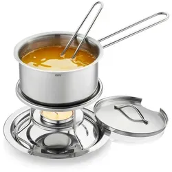 GEFU Caloric Saucenwärmer und Butterdose 6er Set aus Edelstahl - Gewürzgläser Set mit 6 Teilen, ideal zum Warmhalten von Saucen und Butter, inklusive Deckel und Löffel für praktisches Servieren.