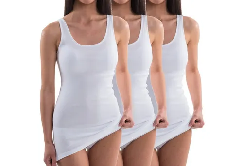 HERMKO Damen Achselhemd 1317 – 3er Pack aus 100% Bio-Baumwolle - Extralange Achselhemden in Weiß, aus 100% Bio-Baumwolle, für hohen Tragekomfort und beständige Qualität. OEKO-TEX® zertifiziert für geprüfte Sicherheit.