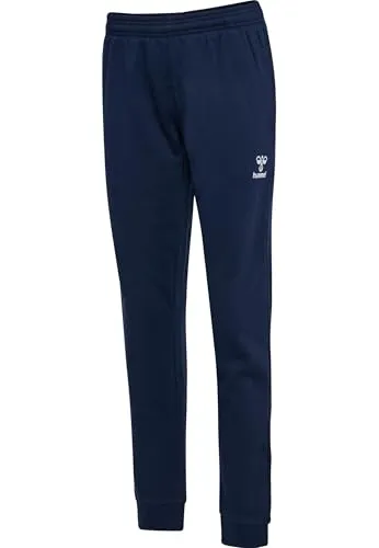 hummel hmlMOVER Baumwoll-Cuff-Hose für Damen, Marine, S - Bequeme Sweat-Hose aus Baumwolle mit gebürsteter Innenseite. Praktische Seitentaschen und elastische Bündchen sorgen für perfekten Sitz und Style.