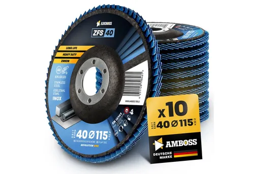 Amboss Werkzeuge Schleifscheibe 10x Amboss ZFS Fächerschleifscheibe Korn:40 Ø115mm