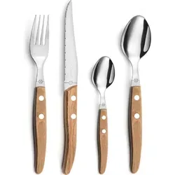 Lou Laguiole CANOPÉE 24-teiliges Besteckset - Hochwertiges Besteckset mit eleganten Holzgriffen, ideal für stilvolle Tischdekoration und exquisite Mahlzeiten.